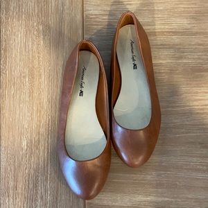 Brown leather ballet flats